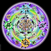 Mandala de l’infini – Ce support polyvalent est une porte vers l’infini des dimensions possibles. Source de l’oracle quantique, il soutient et facilite les tirages quels qu’ils soient.